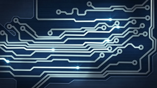 blue circuit board providing signals loop hi-tech background