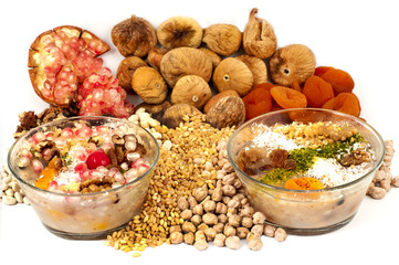 Wheat pudding with dried nuts and fruits, Turkish dessert (Asure