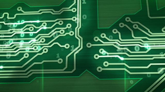 green digital circuit board pan loop