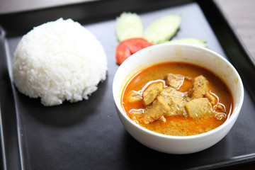 Thai food mussaman curry with rice