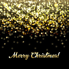 Golden Defocused Merry Christmas Background