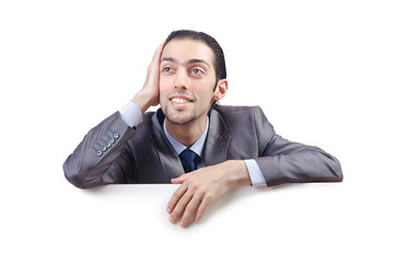 Businessman with blank message