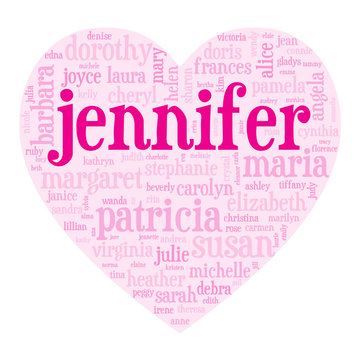 "JENNIFER" Tag Cloud (i love you be valentine card heart)