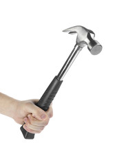 human hand holding a hammer