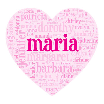 "MARIA" Tag Cloud (birth girl love valentine card heart)