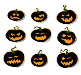 set of halloween pumpkins