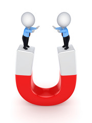 3d small people on a horseshoe.