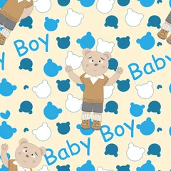 Photo sur Plexiglas Ours Modèle sans couture de douche de bébé avec des ours