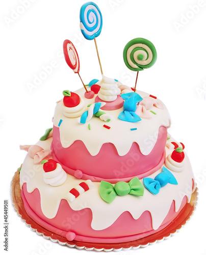 Torta Rosa Di Compleanno Su Sfondo Bianco Wall Mural Wallpaper Murals Daniele Pietrobelli