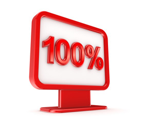 Red lightbox with a signature 100%.