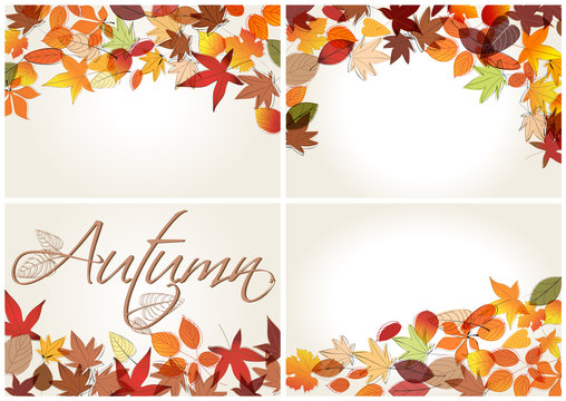 Set of colorful autumn leaves illustration
