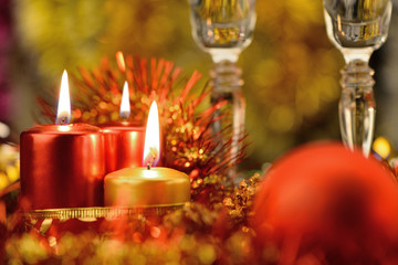 Fototapeta na wymiar Festive decorations with candles