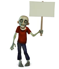 Photo sur Plexiglas Doux monstres Halloween zombie holding placard