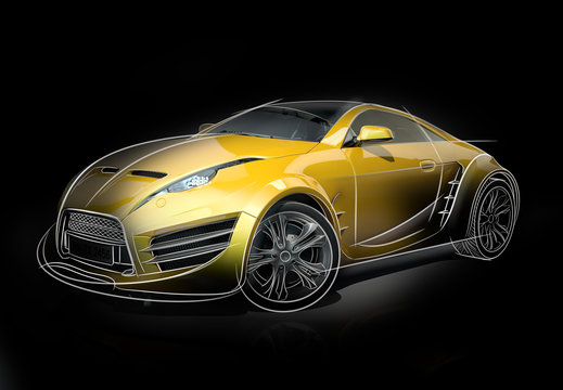 Concept car sketch. Original car design.
