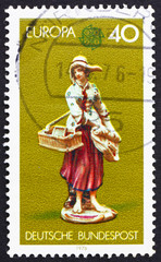 Postage stamp Germany 1976 Girl Selling Trinkets and Prints, Por