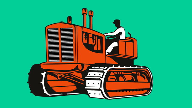 vintage bulldozer tractor retro