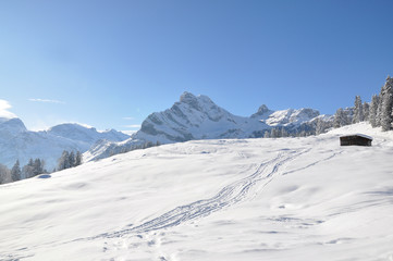 Obraz premium Braunwald, famous Swiss skiing resort