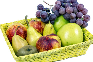 Apples, pears and grapes appetizing autumn fruit
