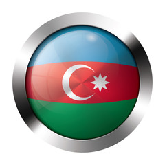 Metal and glass button - flag of azerbaijan - europe