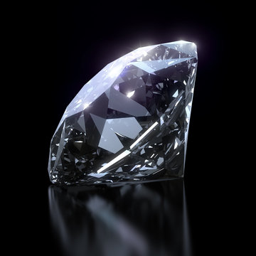 Shiny diamond on black background