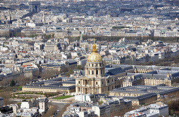 Fototapeta premium Aerial view of Les Invalides in Paris, France