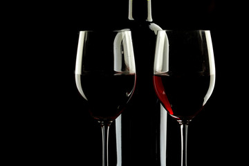 Red Wine Glass silhouette Black Background