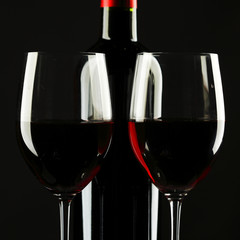 Red Wine Glass silhouette Black Background