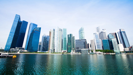 Fototapeta na wymiar Wide Panorama of Downtown Skyline Singapore