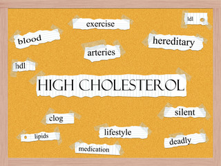 High Cholesterol Corkboard Word Concept