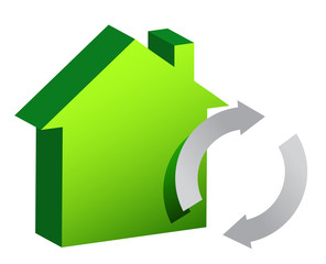 house and recycle sign illustration design
