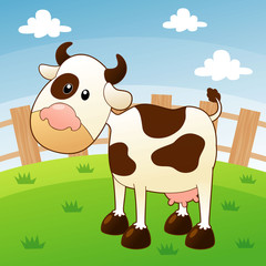 illustration of cow in farm