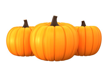 3d render of pumpkins isolated in white background