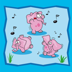 éléphant, musicien, danser, danseur, musique