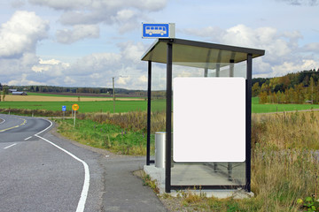 Bus Stop Shelter with Blank Billboard