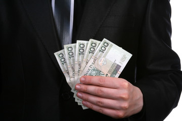 Businessman showing money - obrazy, fototapety, plakaty