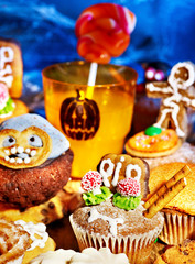 Halloween table with trick or treat