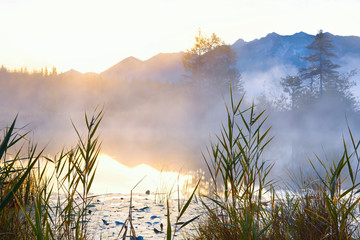 Barmsee in Alps at sunrise