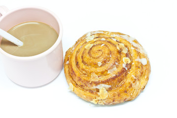 Bakery with coffee on white paper