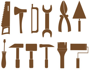 set isolated tools silhouette for repair