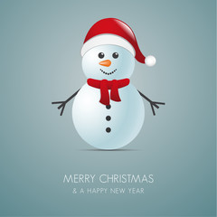 snowman with scarf and santa claus hat