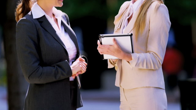 Young businesswomen using tablet