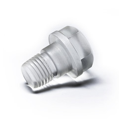 Bolt made of transparent plastic