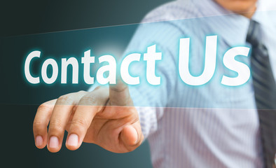 Business hand touch contact us