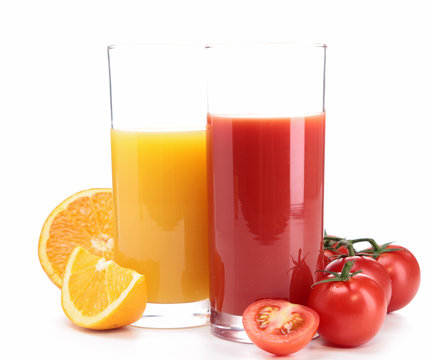 tomato juice and orange juice