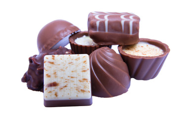 Chocolates on a white