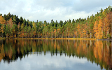 Fototapeta na wymiar Autumn Lake Reflections