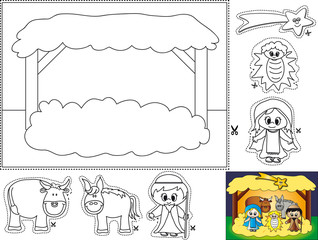 nativity color cut and paste