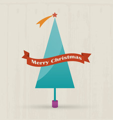 Christmas tree with merry christmas text.