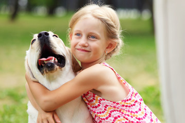 little girl with her dog