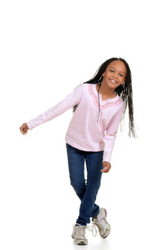 Happy young girl child dancing